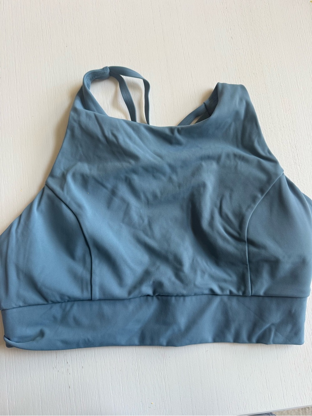 High-Neck Performance Sports Bra in Slate Blue